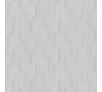 Grandeco Orion Vertical Geometric Stripe Wave Embossed Motif Grey Wallpaper