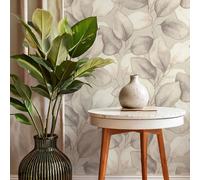 Grey Opulenza Leaf Vinyl Wallpaper Rasch 659856 Textured Finish Feature Wall