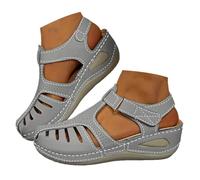 Grey Orthopedic Sandals For Women Uk 2026,Arch Support Closed Toe Wedge Sandal Hollow Out Ankle Strap Comfortable Vintage Summer Slippers Casual Outdoor Dressy Gladiator Flip Flops Beach Shoes