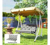 (Grey) Outsunny 2 Seater Garden Bench Cushion Outdoor Seat Pad with Ties