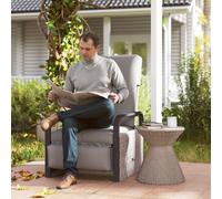 (Grey) Outsunny Rattan Garden Recliner Chair Sun Lounger w/ Side Tray