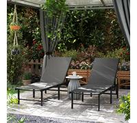 Outsunny Sun Loungers Set of 2, 5-Level Reclining Sunbeds, Grey, Grey