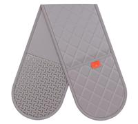 Grey Oven Gloves Heat Resistant by Kiyotsu: Premium Charcoal Double Oven Gloves Grey, Double Quilted Protection