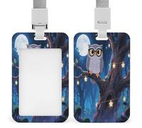 Grey Owl Badge Holder ID Badge Card Holder Wallet Case Sturdy Lanyard Badge Protector Vertical Plastic Card Case Protector Pouch with Clear Window ID Holder