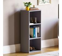 (Grey) Oxford 3 Tier Cube Bookcase Library Shelving Unit