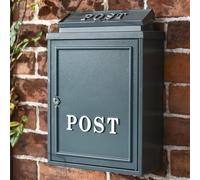 Grey "Oxford" Wall Mounted Post Box with Silver Text