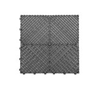 (Grey , Pack of 30) Modular Interlocking Ribbed Garage Flooring Tiles