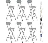 Folding Breakfast Bar Stool padded High Chair Set of 6 White MCC Direct Grey One Size