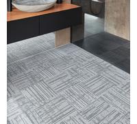 Carpet Imitation Style Self Adhesive Floor Tiles - 60 Pack for 60 sqf (5.57 sqm) | 12x12In (30.5 x 30.5cm) Peel and Stick Flooring | Durable & Easy Clean | Grey Faux Carpet Effect