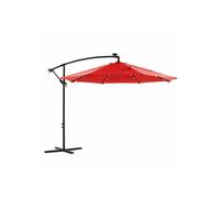 Grey Parasol Umbrella with LED Lights, Red