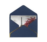 Grey Paris Eiffel Tower Cityscape Red Flower Blank Cards With Envelopes,Greetings Single Cards With Envelopes,Send To A Close Friend