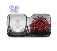 Grey Paris Eiffel Tower Cityscape Red Flower Car Windshield Sunshade Foldable Reflective Sun Visor. Front Window Cooling Cover For Car