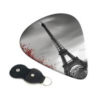 Grey Paris Eiffel Tower Guitar Picks 6-Pack - Pick Set (0.46mm / 0.71mm / 0.96mm) Suitable For Guitar And Ukulele Playing