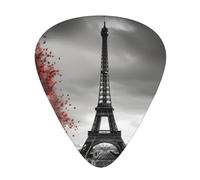 Grey Paris Eiffel Tower Guitar Plectrums, 12 Pcs Lightweight Guitar Plectrums, 0.46mm/0.71mm/0.96mm Thickness For Acoustic Guitar Acoustic Electric Guitar Ukulele Bass