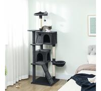 PawHut 180cm Cat Tree, Multi-Level Large Cat Tower with 3 Sisal Scratching Posts, Condos, Plush Perches, Hammock, Ladder, Dangling Balls, Kitten Activity Centre for Kittens Playing Relaxing, Dark Grey