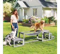 Pawhut 3 Pieces Wooden Dog Agility Training Equipment In Grey Grey
