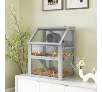 PawHut Light Grey Wooden Hamster Cage with Detachable Bottom