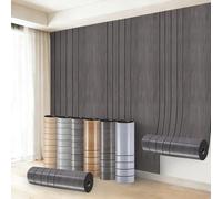 Grey Peel and Stick Wallpaper Wood Slat Textured Self Adhesive Wallpaper 3mm Thick Thermal Removable Insulating Wall Covering Roll For Living room Bedroom Kitchen Bathroom Bad Cold Walls - Three Line