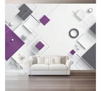 Grey Photo Wallpaper, Abstract Geometric Lines Squares Print Wall Mural, 3D Wall Mural Decoration Poster Design, Canvas Material for Living Room Bedroom Nursery Action 250 x 175 cm (W x H)