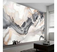 Grey Photo Wallpaper Mural 300 x 210 cm Abstract Natural Texture Marble Non-Woven Premium Art Print Fleece Wall Mural Decoration Poster Picture Design Modern for Bedroom Living Room