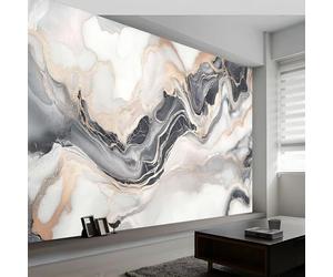 Grey Photo Wallpaper Mural 350 x 256 cm Abstract Natural Texture Marble Non-Woven Premium Art Print Fleece Wall Mural Decoration Poster Picture Design Modern for Bedroom Living Room