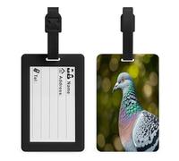 Grey Pigeon Luggage Tags Suitcases - TPU Travel Bag Tags with Name Id Label and Black Loop - Unique Cute Id Labels for Women Men Suitcase Baggage Bag Backpack Instrument