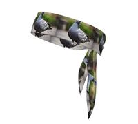 Grey Pigeon Print Athletic Head Scarf, Sports Tie For Tennis, Cycling, Gym Adjustable Fit
