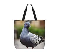 Grey Pigeon Print Fashion With Zip Shoulder Bag Casual Handbag Shopper Bag For Work Travel