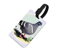 Grey Pigeon Print Luggage Tag Travel Essentials TPU Bag Tag Personalized Luggage Tags Holder Name Id Identifiers Card with Black Lanyard for Suitcase Backpack Toolbox