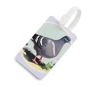 Grey Pigeon Print Luggage Tag Travel Essentials TPU Bag Tag Personalized Luggage Tags Holder Name Id Identifiers Card with Black Lanyard for Suitcase Backpack Toolbox, White, One Size, Luggage Tag