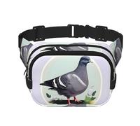 Grey Pigeon Print Print Waist Pack Square Waist Bag Workout Hiking Running Travel Gym Pretty Zipper Fashion