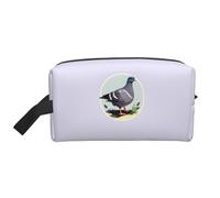 Grey Pigeon Print Printed Travel Storage Pouch, Double Sided Large Bag for Clothes and Personal Accessories