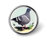 Grey Pigeon Print Round Badge Personalized Metal Lapel Pin Badges Fit Clothing Bags Hat Humorous Printed Brooch Badge Party Decorations Accessories for Men Women