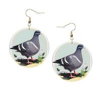 Grey Pigeon Print Trendy Leather Earrings For Women Dangle 1 Pair Lightweight Printed Piercing Earrings Jewelry Gifts For Women Girls