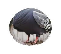 Grey Pigeon Printed Reusable Bathing Cap, Dual Layer Hair Cover For Long Thick Hair, 10.6in Headgear