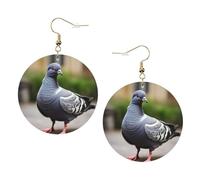 Grey Pigeon Trendy Leather Earrings For Women Dangle 1 Pair Lightweight Printed Piercing Earrings Jewelry Gifts For Women Girls