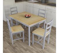 (Grey & Pine, 4 Seater) Yorkshire Home Wooden Dining Table & Chairs Set