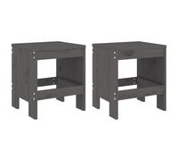 (grey pine, 40 x 36 x 45 cm) vidaXL Garden Stools Outdoor Bar Stool Wooden Chair 2 pcs Solid Wood Pine