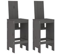 vidaXL Bar Stools 2 pcs Grey 40x42x120 cm Solid Wood Pine