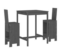 (grey pine) vidaXL Garden Bar Set Outdoor Bar Table Set Bar Stool 3 Piece Solid Wood Pine