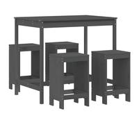 (grey pine) vidaXL Garden Bar Set Outdoor Bar Table Set Bar Stool 5 Piece Solid Wood Pine