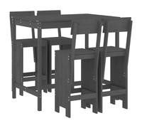 (grey pine) vidaXL Garden Bar Set Outdoor Bar Table Set Bar Stool 5 Piece Solid Wood Pine