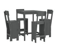 (grey pine) vidaXL Garden Bar Set Outdoor Bar Table Set Bar Stool 5 Piece Solid Wood Pine