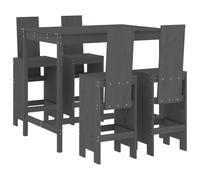 (grey pine) vidaXL Garden Bar Set Outdoor Bar Table Set Bar Stool 5 Piece Solid Wood Pine