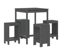 (grey pine) vidaXL Garden Bar Set Outdoor Bar Table Set Bar Stool 5 Piece Solid Wood Pine
