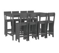 (grey pine) vidaXL Garden Bar Set Outdoor Bar Table Set Bar Stool 9 Piece Solid Wood Pine