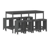 (grey pine) vidaXL Garden Bar Set Outdoor Bar Table Set Bar Stool 9 Piece Solid Wood Pine