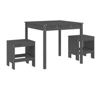 (grey pine) vidaXL Garden Bistro Set Outdoor Table and Chair Set 3 Piece Solid Wood Pine
