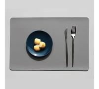 Grey Placemats, Kitchen Placemats Set of 2 Solid Color Rectangle PU Table Mats for Dining Party 17.7x11.8inch