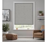 Grey Plain PVC venetian Blind - Width 135cm x Drop 150cm - 25mm Horizontal Slats - Easy Fit Trimmable fitting with Tilt control Wand Mechanism